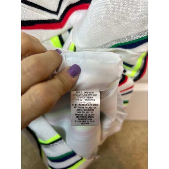 MILLY St. Tropez Allison Dress Sleeveless V-Neck Florescent Stripes Pockets 4 - Picture 6 of 9